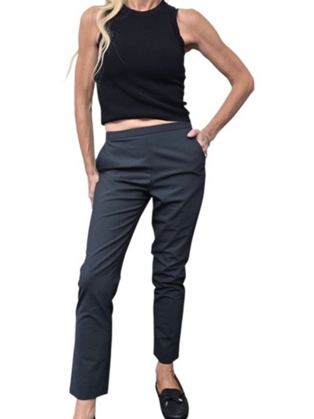 NWT 6397 $395 Slim Pull On Wool Pants Slate Gray XS